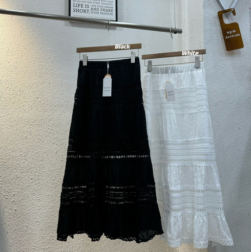 Women Lacey Patch Work Embroidered Mid Length Skirts